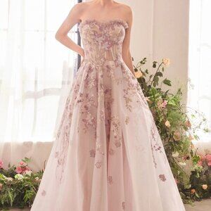 Mauve pink formal dress.Strapless prom party wedding guest special occasion gown